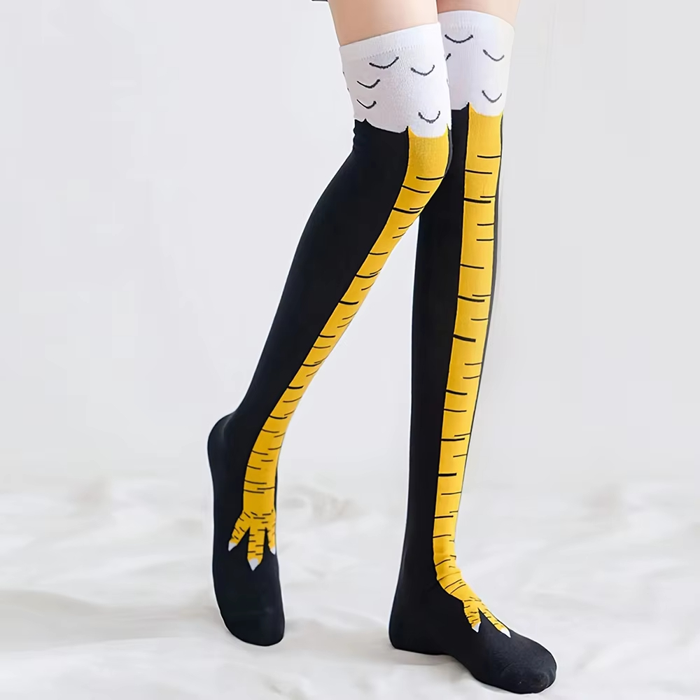 Funny Chicken Leg Socks - Stoking wanita setinggi paha bermotif kaki