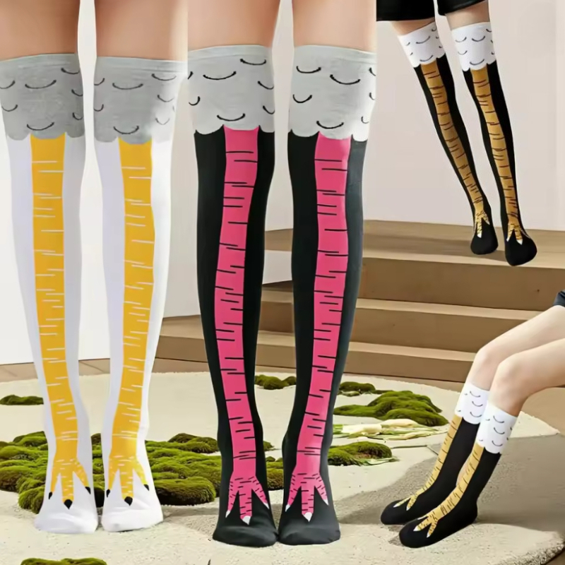 Funny Chicken Leg Socks - Kaos Kaki Wanita Setinggi Lutut Trendi