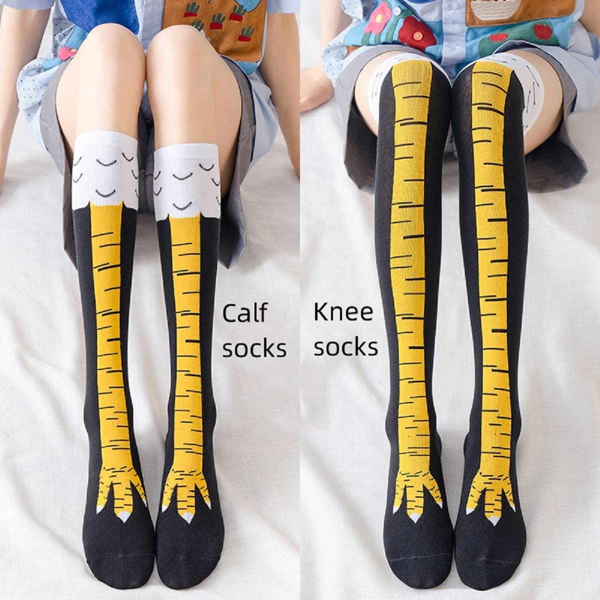 Funny Chicken Leg Socks - 1/2/5 Pasang Kaus Kaki Setinggi Lutut