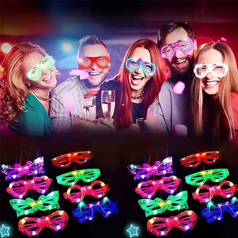 Glow In The Dark Party Glasses - 10/20/30/40/50 Buah Kacamata LED Menyala Dalam