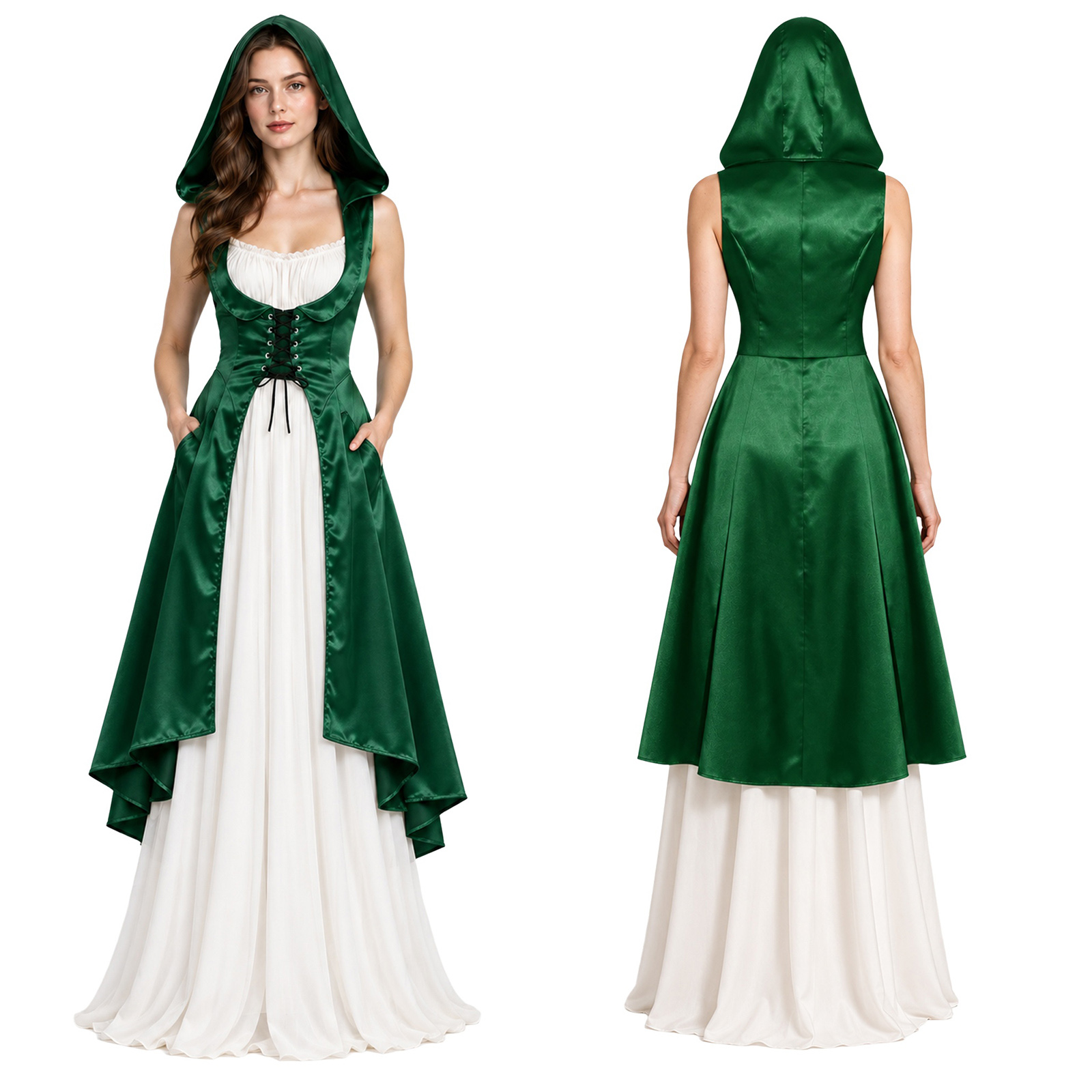 Gaun dengan potongan tinggi-re - Medieval Renaissance Dress Women ulasan dan harga