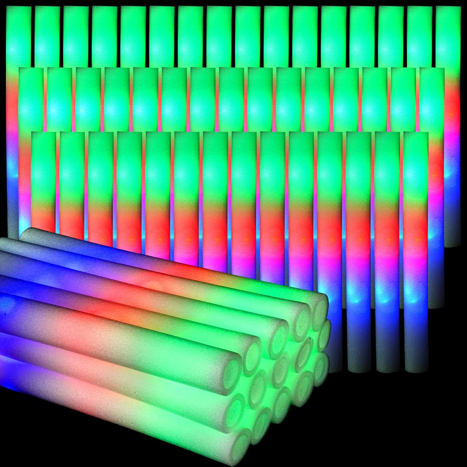 102Pcs Tongkat Busa LED Cheer  - Flashing Led Foam Sticks Party ulasan dan harga