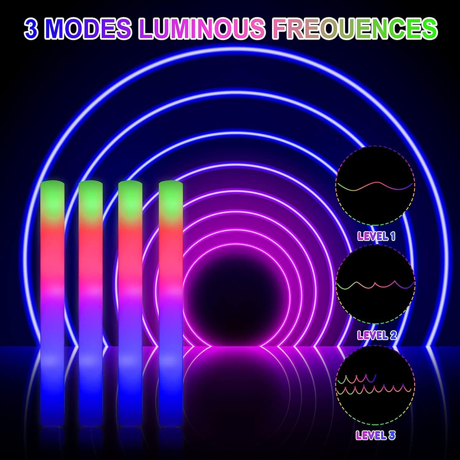 102Pcs Tongkat Busa LED Cheer  - Flashing Led Foam Sticks Party ulasan dan harga