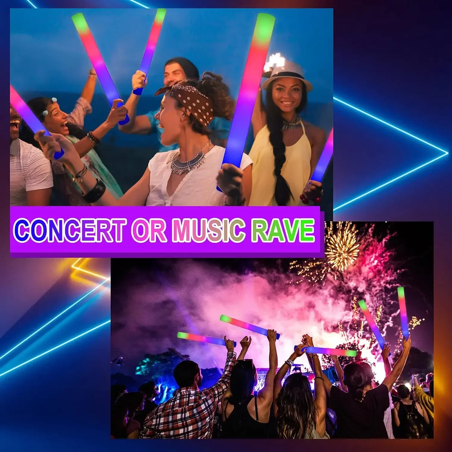 2Z-50PCS Tongkat Busa LED Berc - Flashing Led Foam Sticks Party ulasan dan harga
