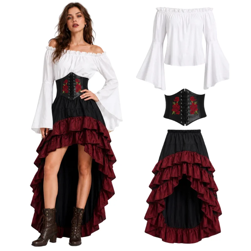 Gaun Bajak Laut Retro Abad Per - Medieval Renaissance Dress Women ulasan dan harga