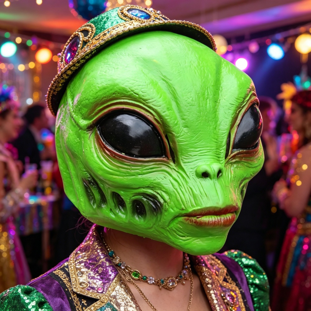 Kostum Pesta Topeng Alien Hall - Latex Alien Mask Realistic ulasan dan harga