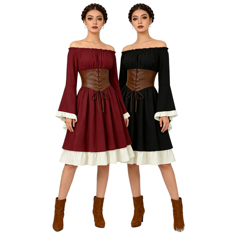 Gaun Midi Renaisans Abad Perte - Medieval Renaissance Dress Women ulasan dan harga